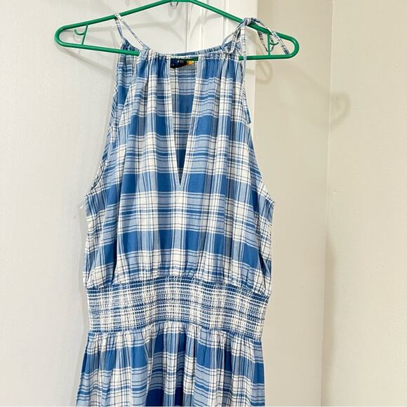 Ralph Lauren Plaid Tiered Cotton Halter Maxi Dress Size 10 - Picture 5 of 16